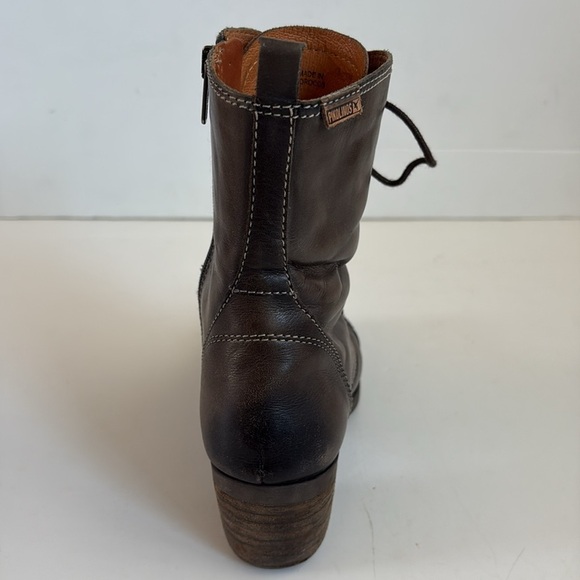 Pikolinos gray brown lace up side zip leather ankle boot stacked heel le mans - Picture 14 of 16